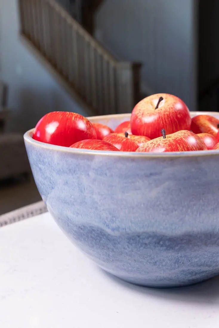 Bowl #27 GIANT Stoneware Blues & Creams Serving Bowl (Big Bowl Series) - Dan Pearce Ceramics