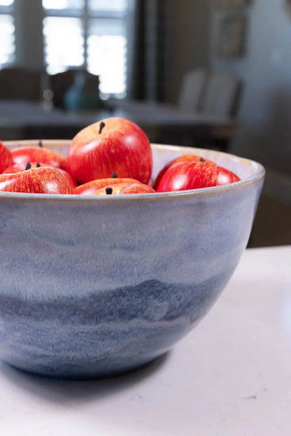 Bowl #27 GIANT Stoneware Blues & Creams Serving Bowl (Big Bowl Series) - Dan Pearce Ceramics