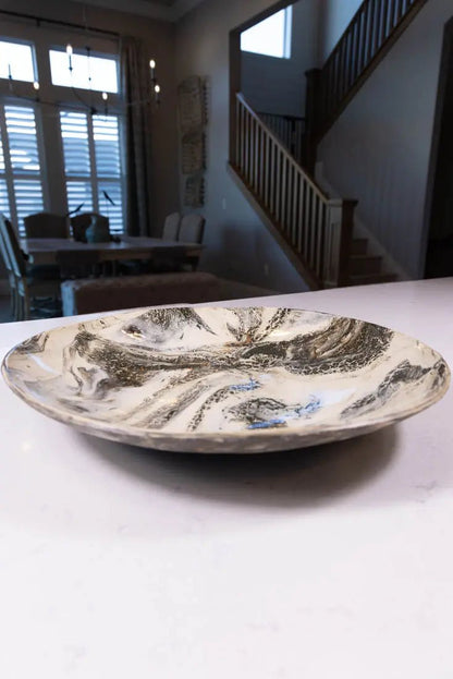 Bowl #34 XXL Stoneware Nerikomi Serving or Decorative Bowl with the Rare Beautiful Crack (Big Bowl Series) - Dan Pearce Ceramics