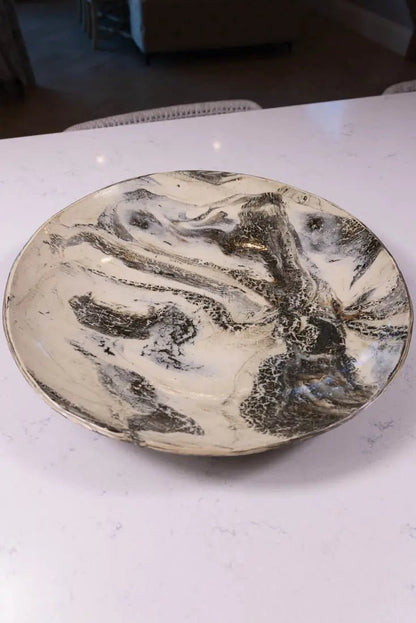 Bowl #34 XXL Stoneware Nerikomi Serving or Decorative Bowl with the Rare Beautiful Crack (Big Bowl Series) - Dan Pearce Ceramics