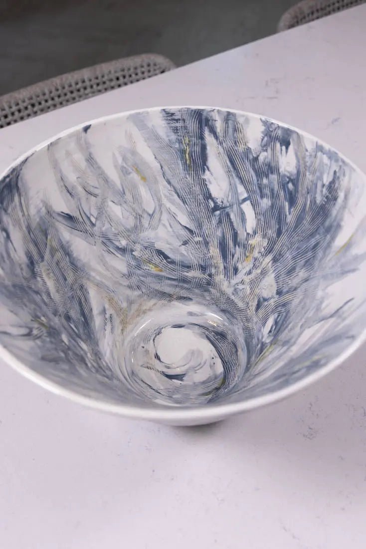 Bowl #36 XL Stoneware "Painted" Impressionist Decorative Bowl (Big Bowl Series) - Dan Pearce Ceramics