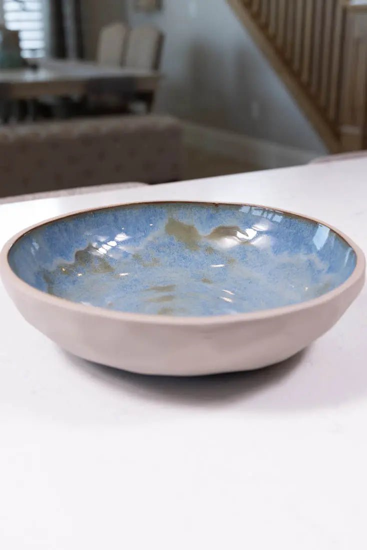 Bowl #37 Large Gray Stoneware Decorative Thumped Serving Bowl (Big Bowl Series) - Dan Pearce Ceramics