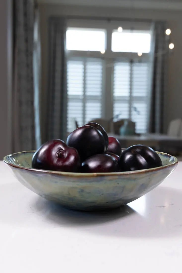 Bowl #40 Medium Gray Stoneware Decorative Sage & Black Thumped Serving Bowl (Big Bowl Series) - Dan Pearce Ceramics