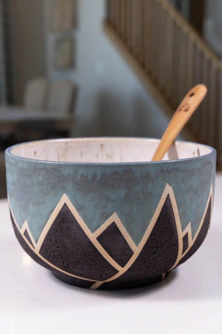 Bowl #44 XL Stoneware Magma Mountain Range Serving Bowl (Big Bowl Series) - Dan Pearce Ceramics