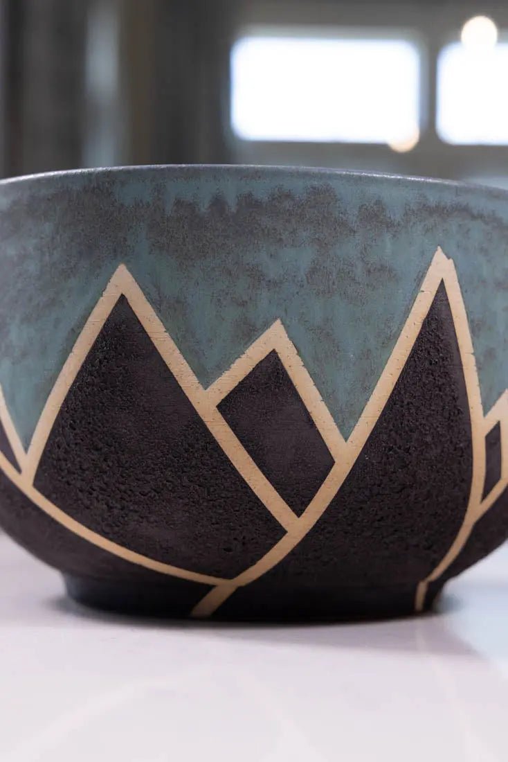 Bowl #44 XL Stoneware Magma Mountain Range Serving Bowl (Big Bowl Series) - Dan Pearce Ceramics