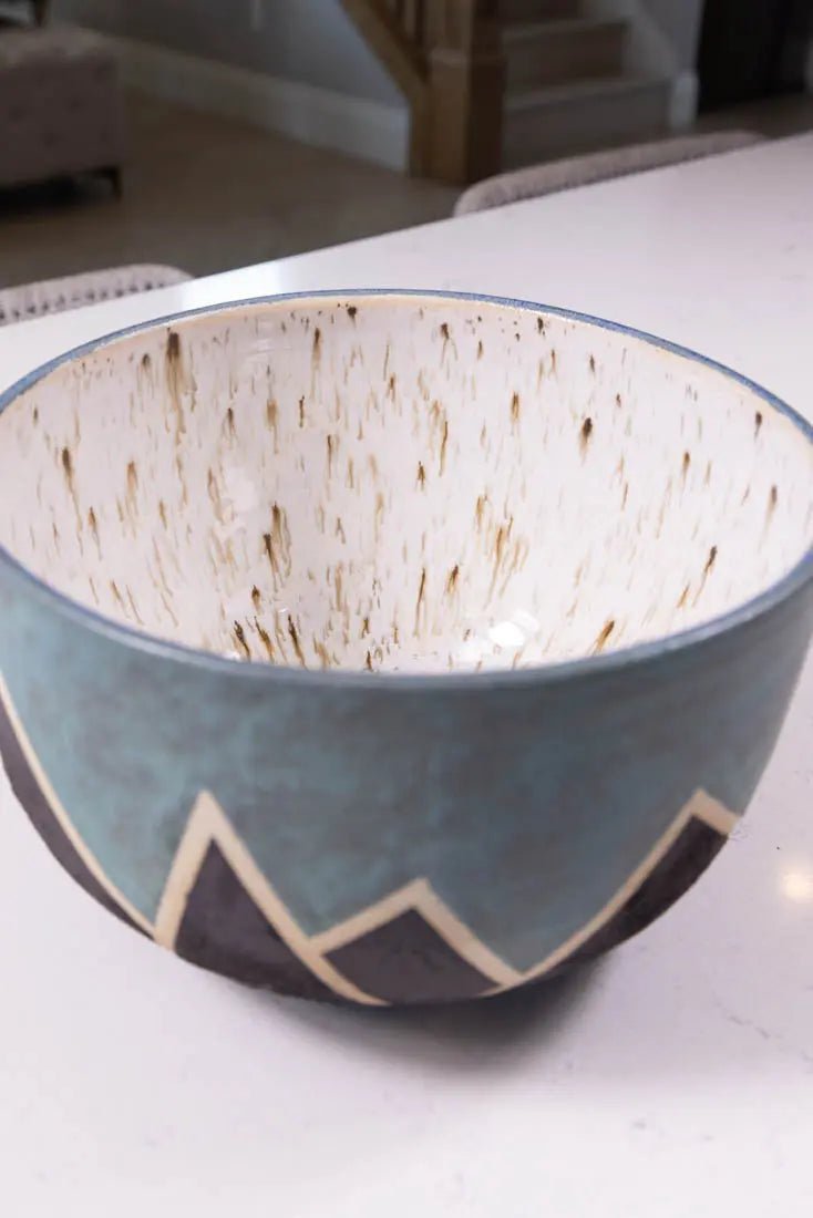 Bowl #44 XL Stoneware Magma Mountain Range Serving Bowl (Big Bowl Series) - Dan Pearce Ceramics