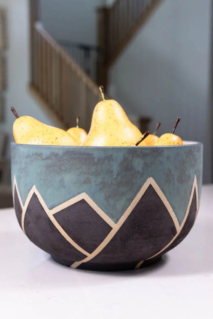 Bowl #44 XL Stoneware Magma Mountain Range Serving Bowl (Big Bowl Series) - Dan Pearce Ceramics