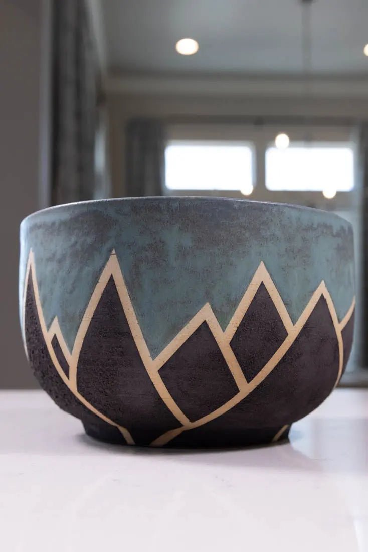 Bowl #44 XL Stoneware Magma Mountain Range Serving Bowl (Big Bowl Series) - Dan Pearce Ceramics