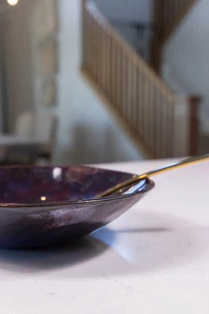 Bowl #47 Medium - Large Stoneware Multi - Colored Dark Serving Bowl (Big Bowl Series) - Dan Pearce Ceramics