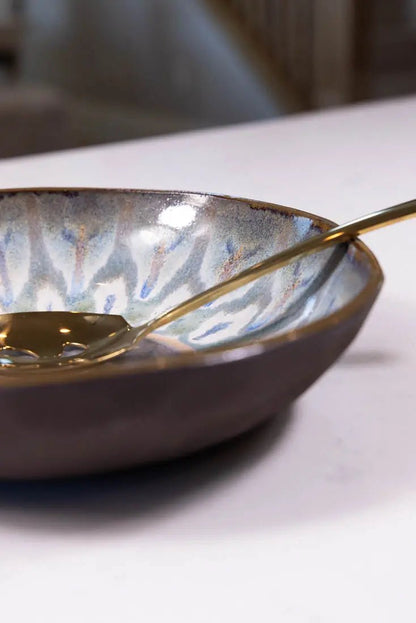 Bowl #48 XL Dark Brown Stoneware Peacock Serving Bowl (Big Bowl Series) - Dan Pearce Ceramics