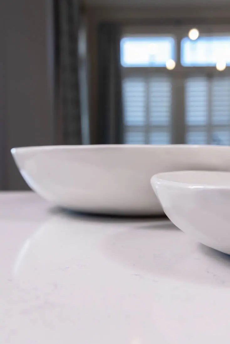 Bowls #45 & #46 (SET) XXL & Large Chic White Porcelain Thumped Serving Bowls (Big Bowl Series) - Dan Pearce Ceramics