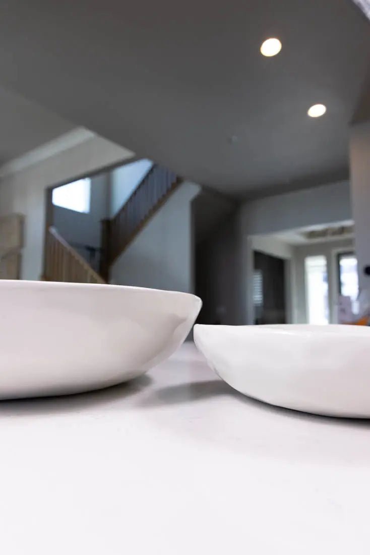 Bowls #45 & #46 (SET) XXL & Large Chic White Porcelain Thumped Serving Bowls (Big Bowl Series) - Dan Pearce Ceramics