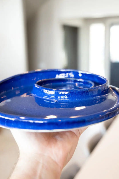 Cheeseball & Crackers Serving Platter: Rich Blues - Dan Pearce Ceramics