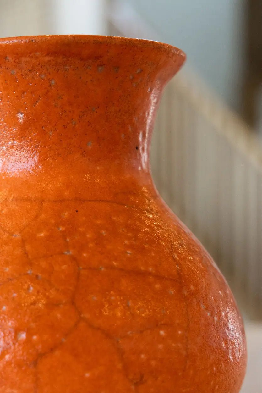 Contemporary Raku Pot/Vase: Orange Peel - Dan Pearce Ceramics