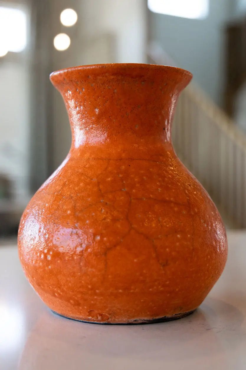 Contemporary Raku Pot/Vase: Orange Peel - Dan Pearce Ceramics