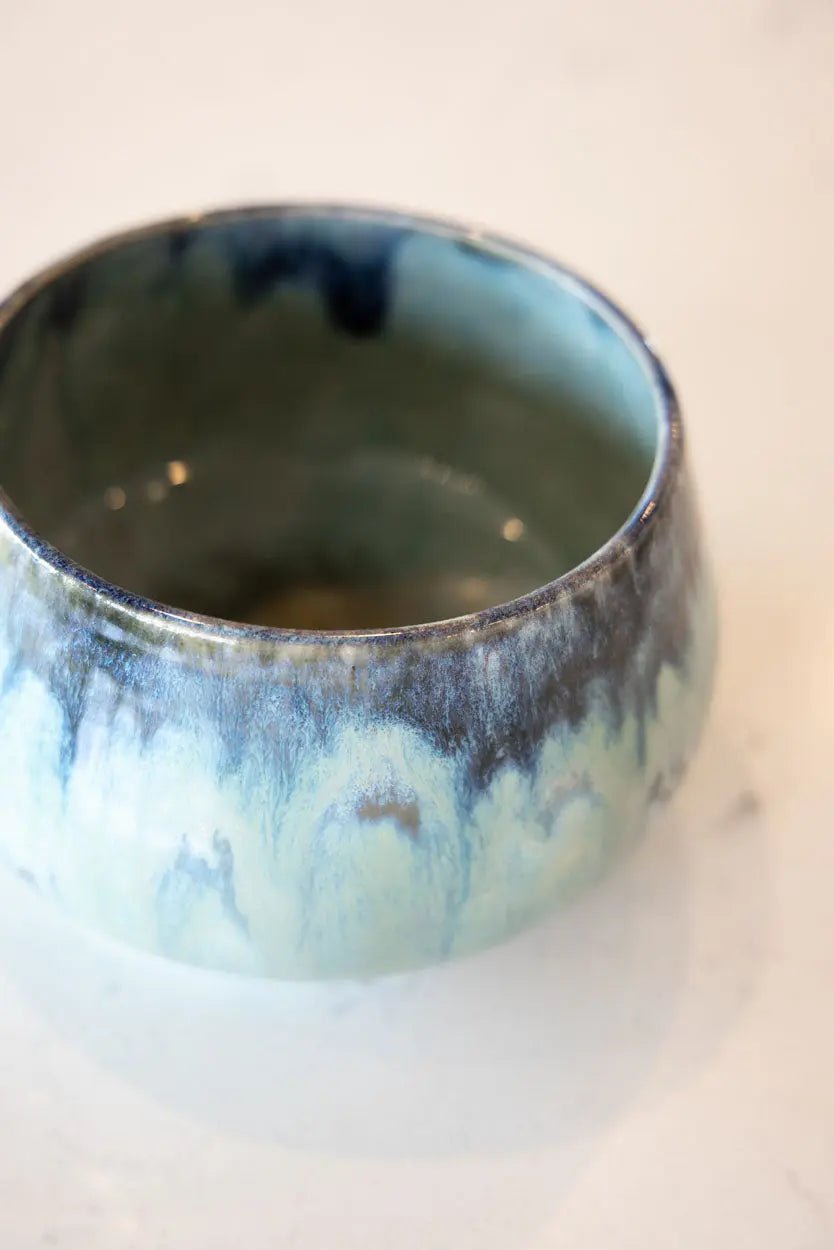 Decorative Bowl/Pot: Sage Green, Darks, & Tans - Dan Pearce Ceramics