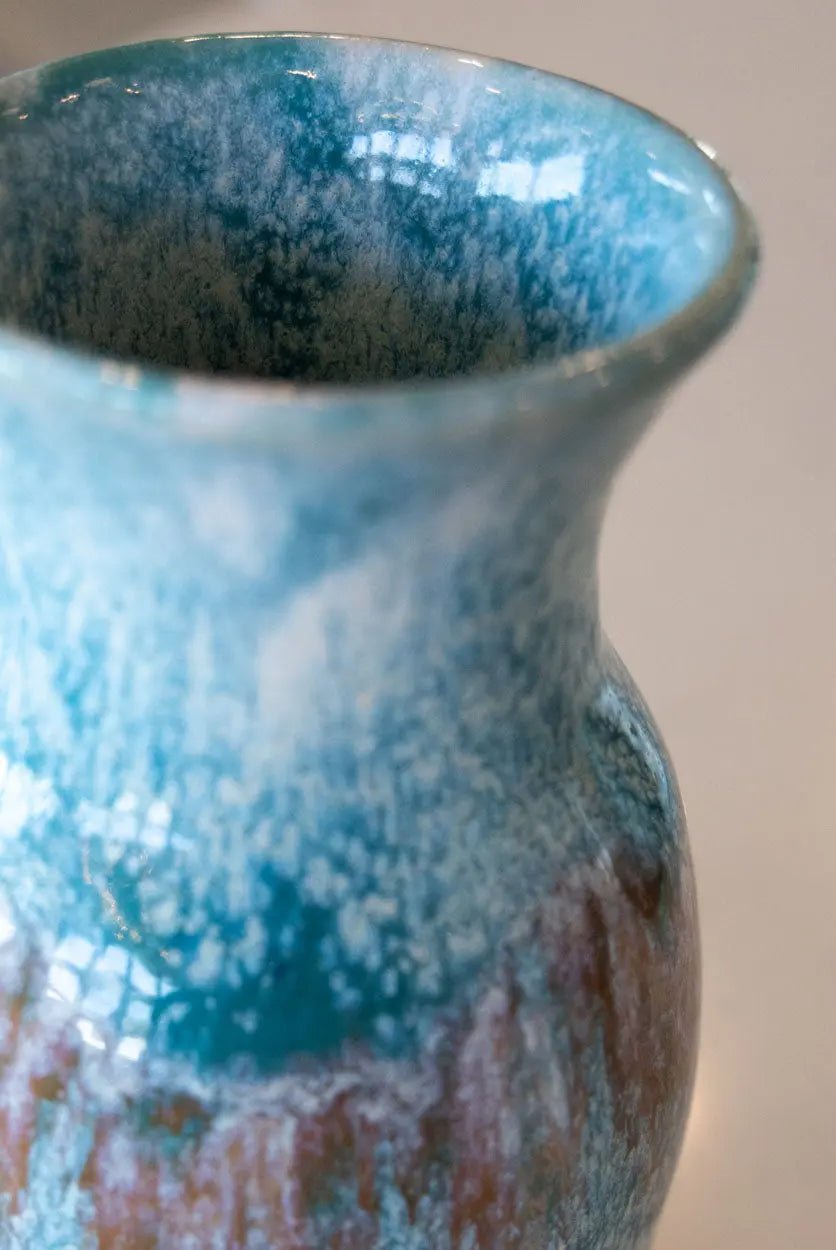 Decorative Flower Vase: Creams, Turquoise, Cinnamon Stick - Dan Pearce Ceramics