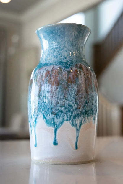 Decorative Flower Vase: Creams, Turquoise, Cinnamon Stick - Dan Pearce Ceramics