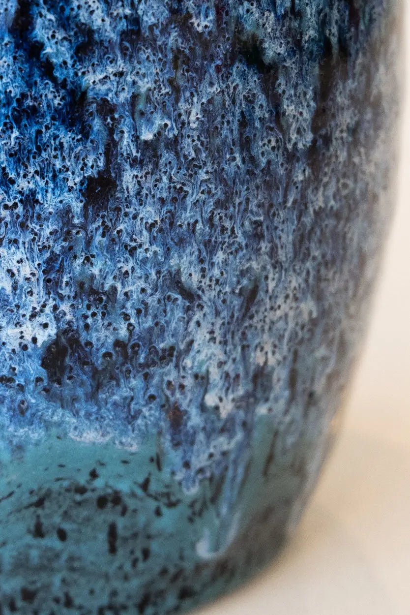 Decorative Pot: Blacks, Blues, Whites, Turquoise - Dan Pearce Ceramics