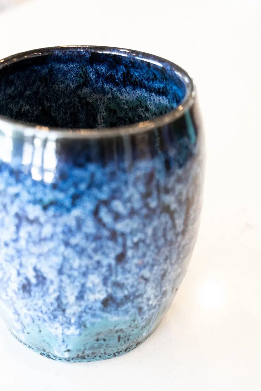 Decorative Pot: Blacks, Blues, Whites, Turquoise - Dan Pearce Ceramics