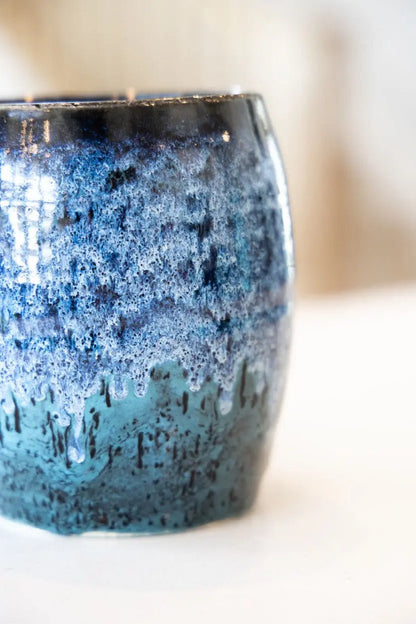 Decorative Pot: Blacks, Blues, Whites, Turquoise - Dan Pearce Ceramics