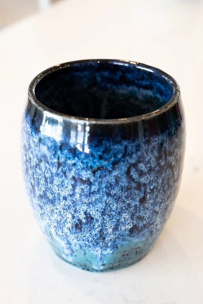 Decorative Pot: Blacks, Blues, Whites, Turquoise - Dan Pearce Ceramics