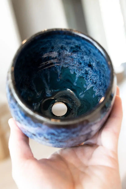 Decorative Pot: Blacks, Blues, Whites, Turquoise - Dan Pearce Ceramics