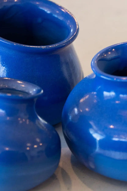 Decorative Small Pot Family: Blue Porcelain Represents Parents & Child - Dan Pearce Ceramics