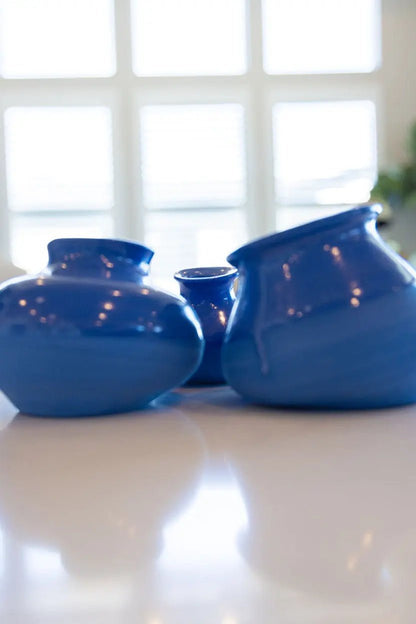 Decorative Small Pot Family: Blue Porcelain Represents Parents & Child - Dan Pearce Ceramics