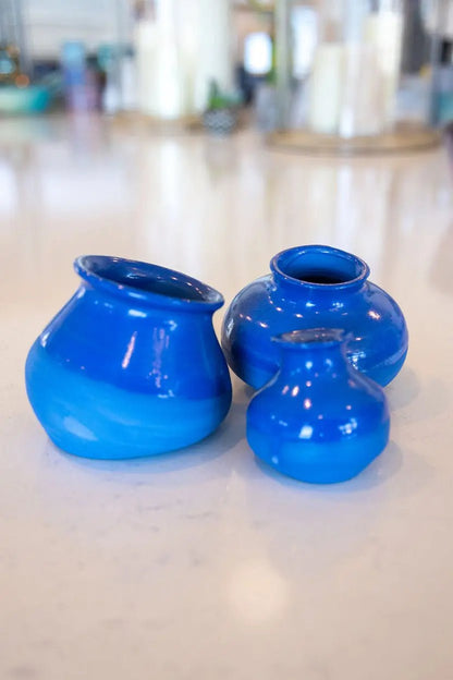 Decorative Small Pot Family: Blue Porcelain Represents Parents & Child - Dan Pearce Ceramics