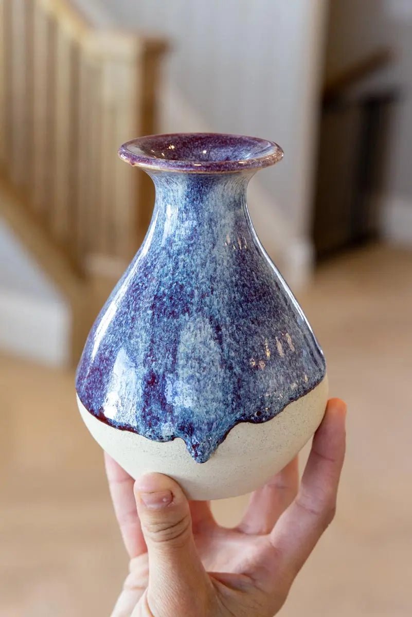 FAMOUS POT FOR SPECIAL OLYMPICS! Medium - Small Decorative Stoneware Bud Vase (Plums & Creams) - Dan Pearce Ceramics