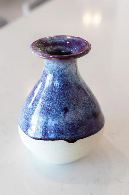 FAMOUS POT FOR SPECIAL OLYMPICS! Medium - Small Decorative Stoneware Bud Vase (Plums & Creams) - Dan Pearce Ceramics