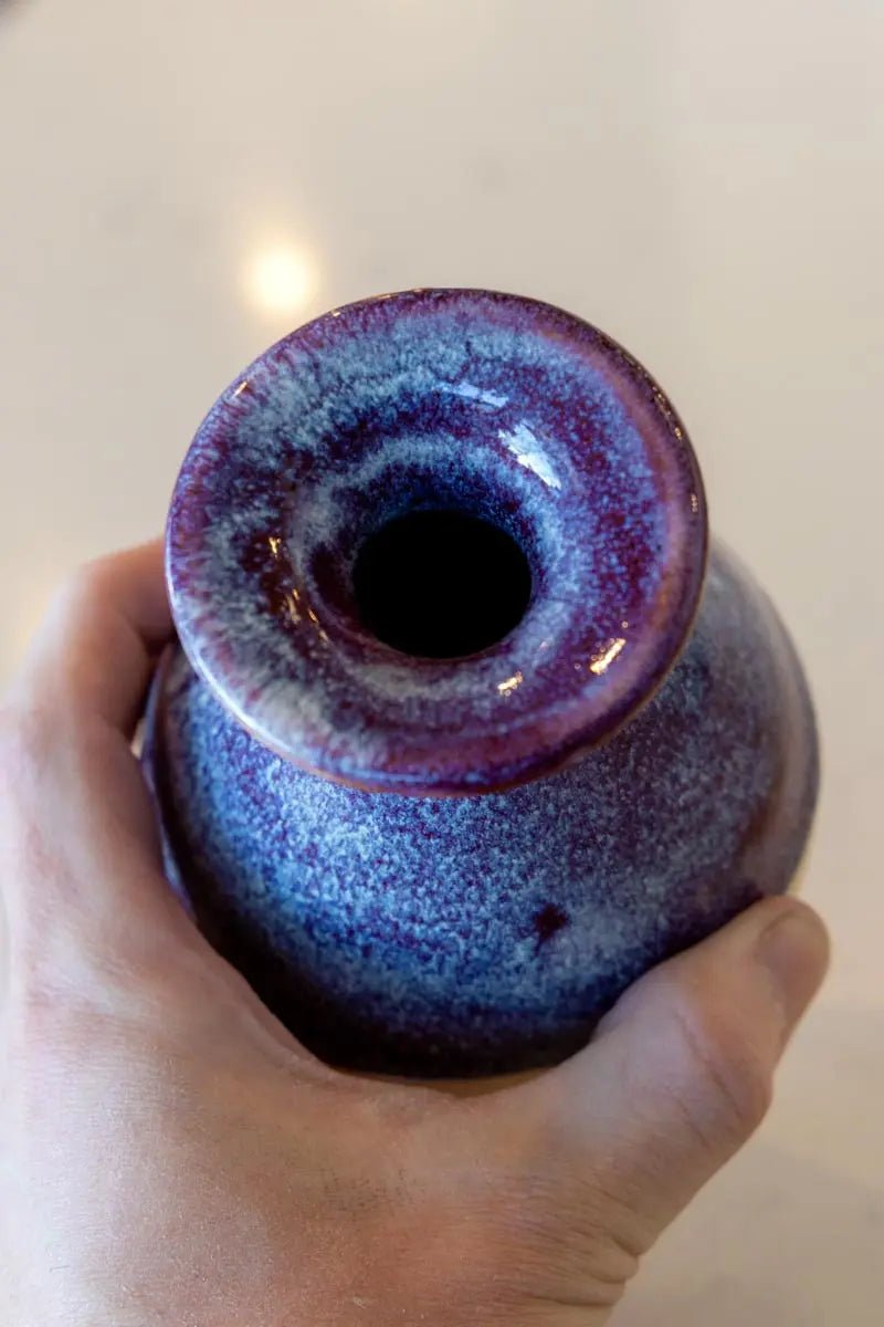 FAMOUS POT FOR SPECIAL OLYMPICS! Medium - Small Decorative Stoneware Bud Vase (Plums & Creams) - Dan Pearce Ceramics