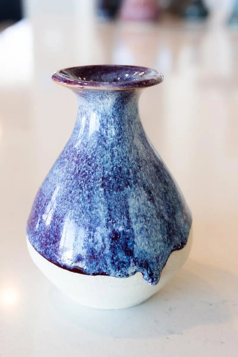 FAMOUS POT FOR SPECIAL OLYMPICS! Medium - Small Decorative Stoneware Bud Vase (Plums & Creams) - Dan Pearce Ceramics