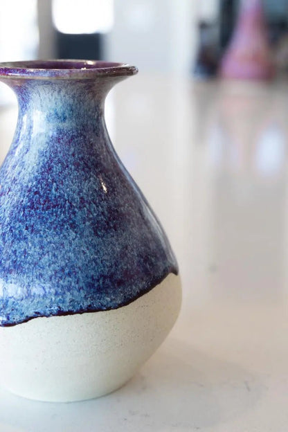 FAMOUS POT FOR SPECIAL OLYMPICS! Medium - Small Decorative Stoneware Bud Vase (Plums & Creams) - Dan Pearce Ceramics