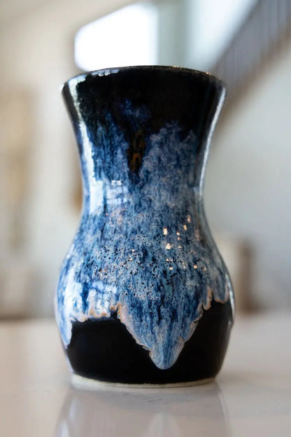 Flower Vase: Blacks, Peaches, Blues - Dan Pearce Ceramics