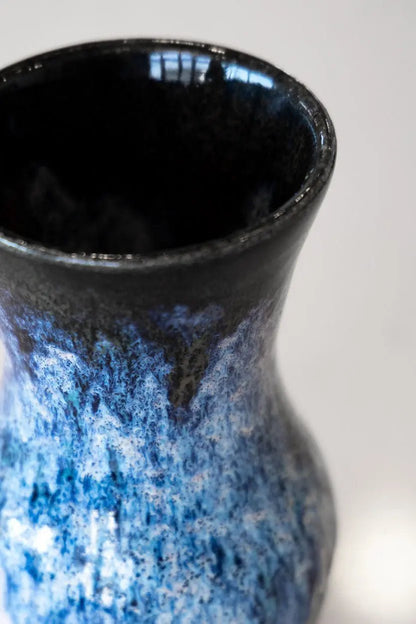 Flower Vase: Blacks, Peaches, Blues - Dan Pearce Ceramics