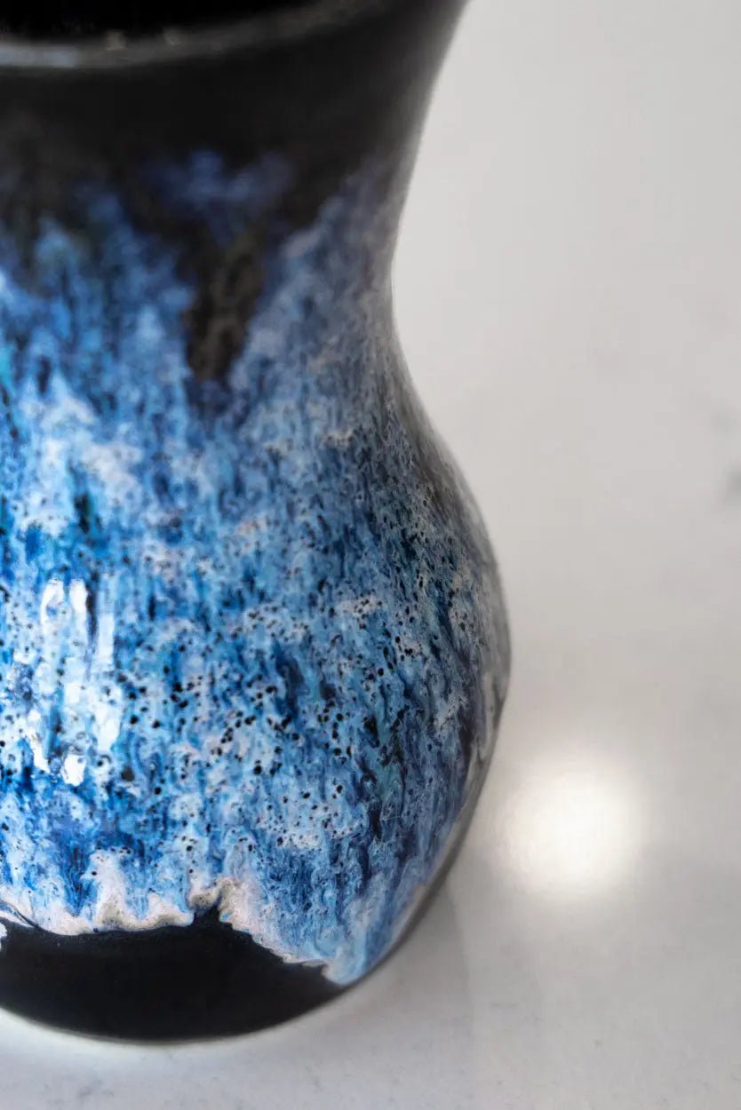 Flower Vase: Blacks, Peaches, Blues - Dan Pearce Ceramics