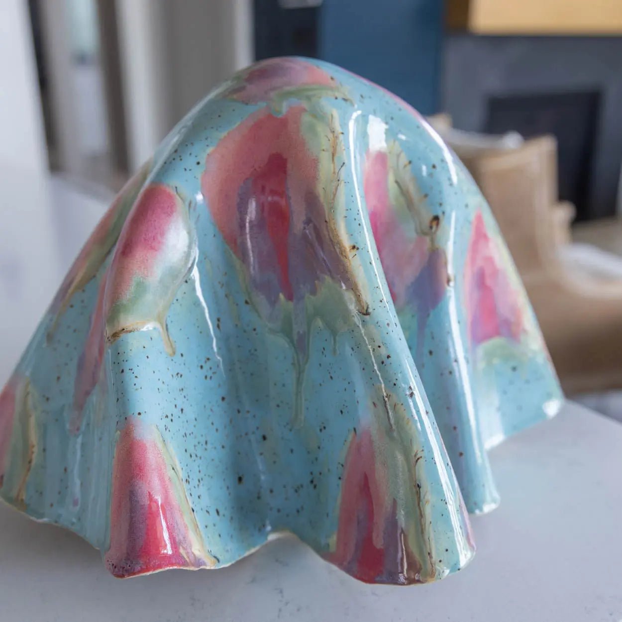 "Ghosty" XL Porcelain Ghost - Abstract Art (Baby Blues, Pinks, Purples, Greens) - Dan Pearce Ceramics