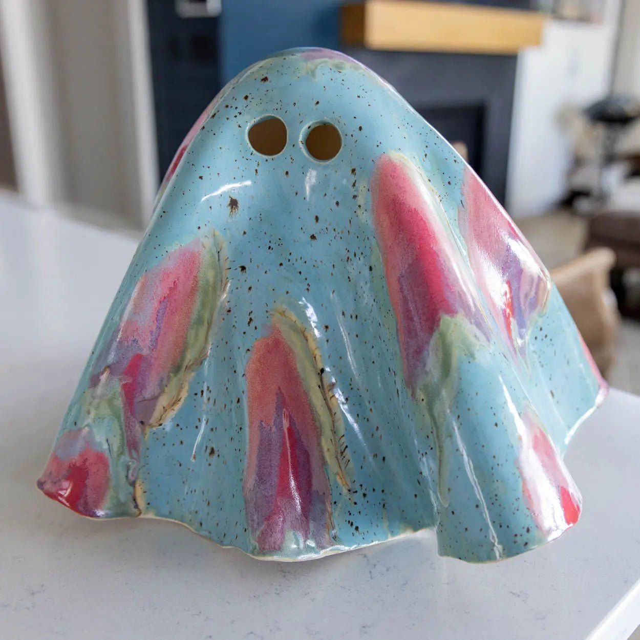 "Ghosty" XL Porcelain Ghost - Abstract Art (Baby Blues, Pinks, Purples, Greens) - Dan Pearce Ceramics