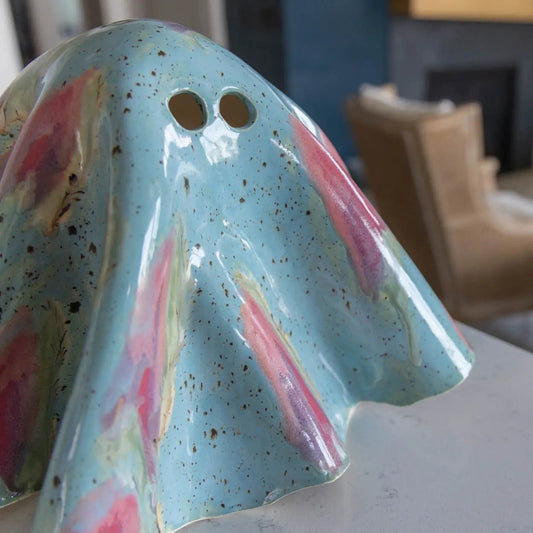 "Ghosty" XL Porcelain Ghost - Abstract Art (Baby Blues, Pinks, Purples, Greens) - Dan Pearce Ceramics