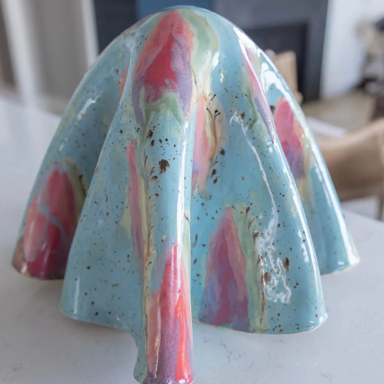 "Ghosty" XL Porcelain Ghost - Abstract Art (Baby Blues, Pinks, Purples, Greens) - Dan Pearce Ceramics