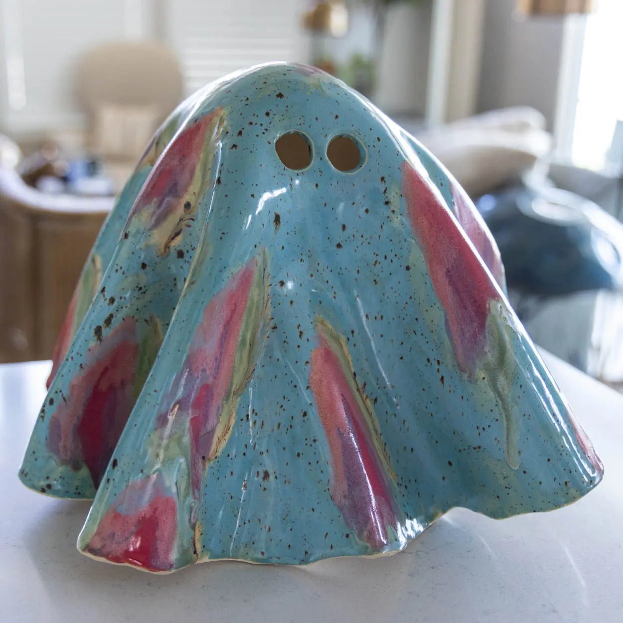 "Ghosty" XL Porcelain Ghost - Abstract Art (Baby Blues, Pinks, Purples, Greens) - Dan Pearce Ceramics