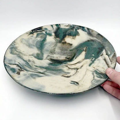 Handcrafted Marbled Platter (Turquoise, Chocolate, Cream) - Dan Pearce Ceramics