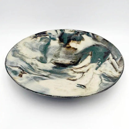 Handcrafted Marbled Platter (Turquoise, Chocolate, Cream) - Dan Pearce Ceramics