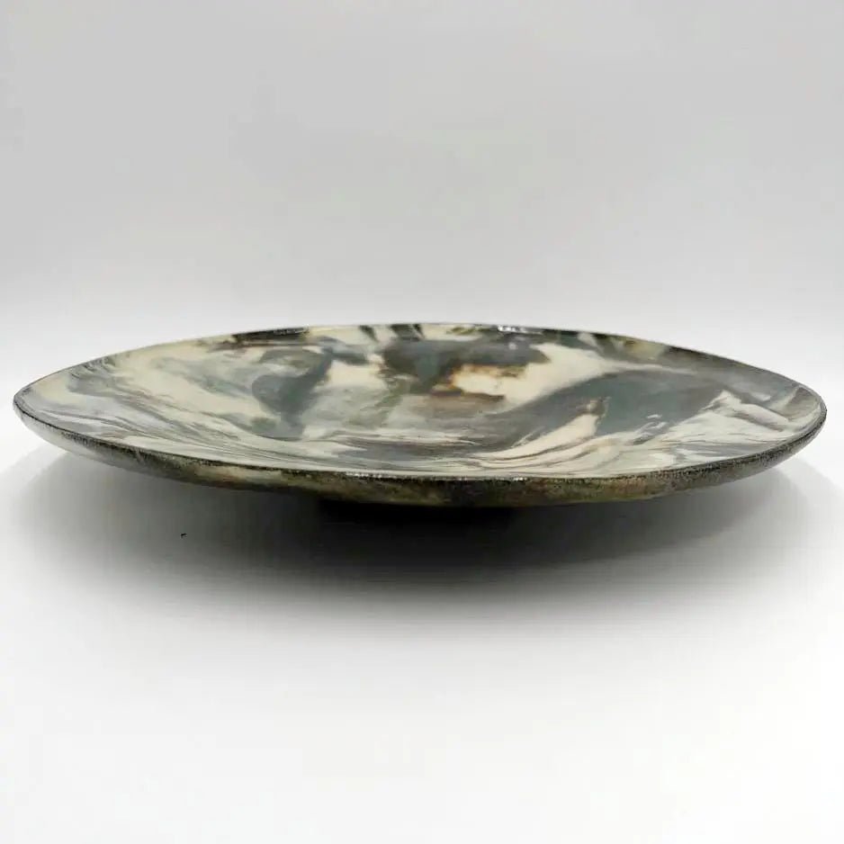 Handcrafted Marbled Platter (Turquoise, Chocolate, Cream) - Dan Pearce Ceramics