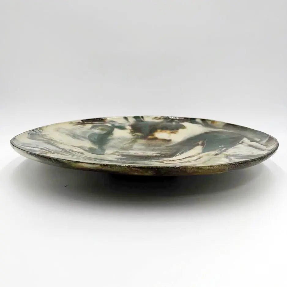 Handcrafted Marbled Platter (Turquoise, Chocolate, Cream) - Dan Pearce Ceramics