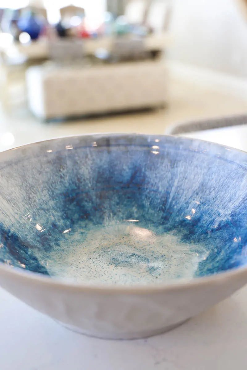 Large Cement - Style Contemporary Serving Bowl (Grays, Blues, & Whites) - Dan Pearce Ceramics