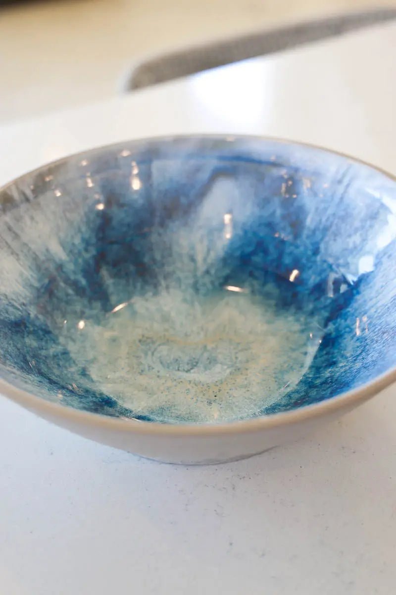 Large Cement - Style Contemporary Serving Bowl (Grays, Blues, & Whites) - Dan Pearce Ceramics