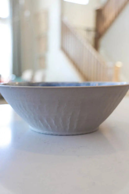 Large Cement - Style Contemporary Serving Bowl (Grays, Blues, & Whites) - Dan Pearce Ceramics